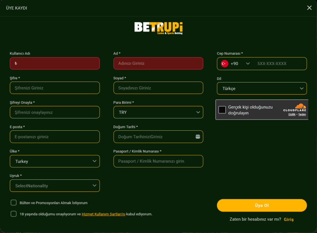 betrupi üyelik